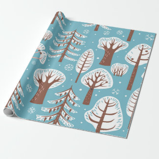 Papier Cadeau Forêt, arbres. Arrière - plan sans couture. Hiver