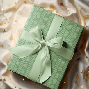Papier Cadeau Forêt claire élégante vert sauge foncé rayé Zigzag