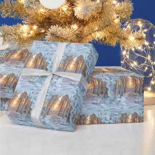 Papier Cadeau Forêt de bouleaux blancs au coucher du soleil hive