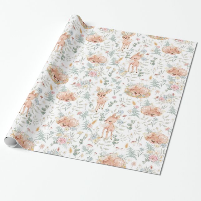 Papier Cadeau Forêt de forêt de bois de cerf neutre (Déroulé)