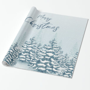 Papier Cadeau Forêt de sapin enneigé de Noël