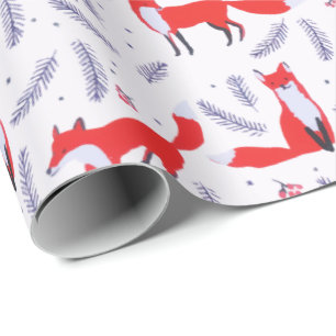 Papier Cadeau Forêt des bois souriante Verdure Renard rouge