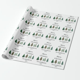 Papier Cadeau Forêt d'hiver Élégant pins Noël
