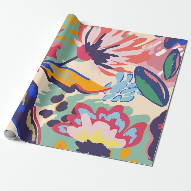 Papier Cadeau Forêt et rose (Déroulé)