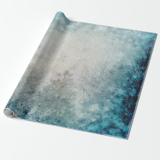 Papier Cadeau Forêt turquoise de pins d'hiver