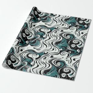 Papier Cadeau Forêt Vert Bizarre Abstrait Spiral Art Hypnotique