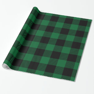 Papier Cadeau Forêt Vert noir grand bison Plaid bûcheron