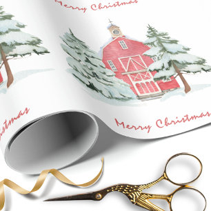 Papier Cadeau Forêt verte personnalisée Pinceau rouge pin Noël A