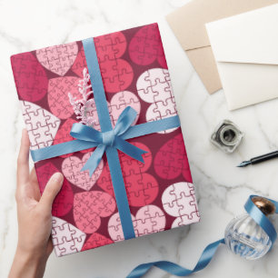 Papier Cadeau Forme de coeur rose romantique Puzzle Puzzle