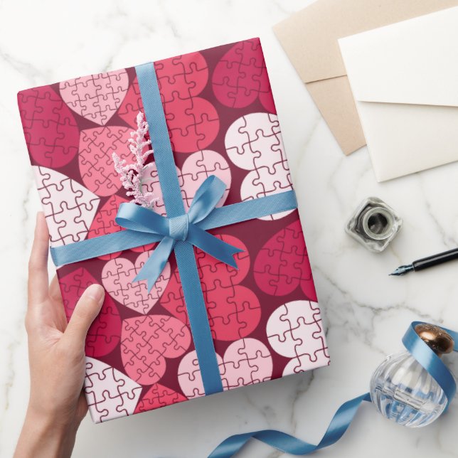 Papier Cadeau Forme de coeur rose romantique Puzzle Puzzle (Cadeaux)