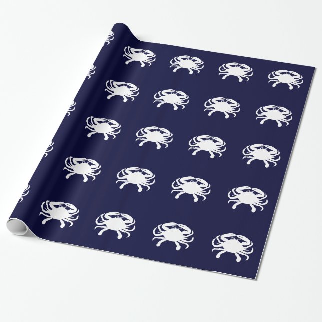 Papier Cadeau Forme de crabe bleu et blanc (Déroulé)