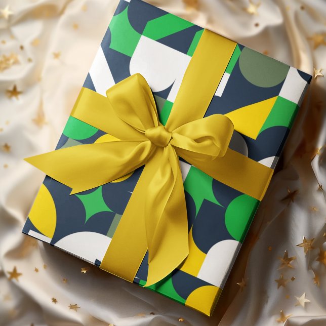 Papier Cadeau Forme de géo (green bauhaus birthday packing gift wrap,gift wrapping paper,return gift wrap paper,paper gift)