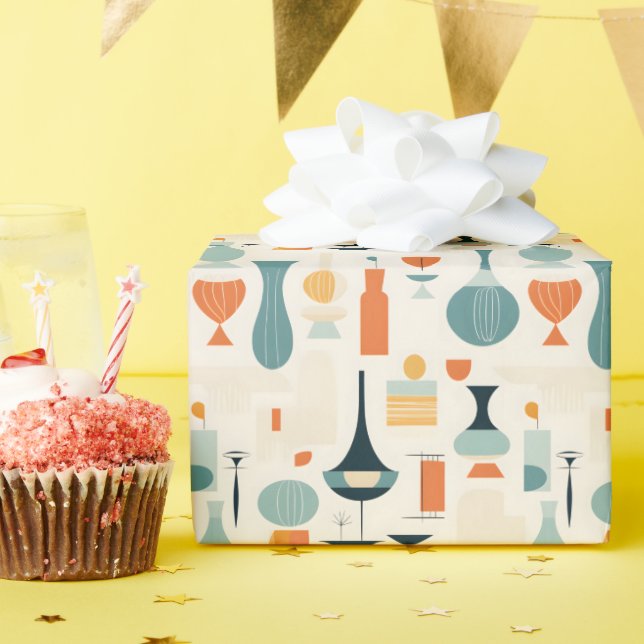 Papier Cadeau Forme de Vase moderne du milieu du siècle (Fête d'anniversaire)