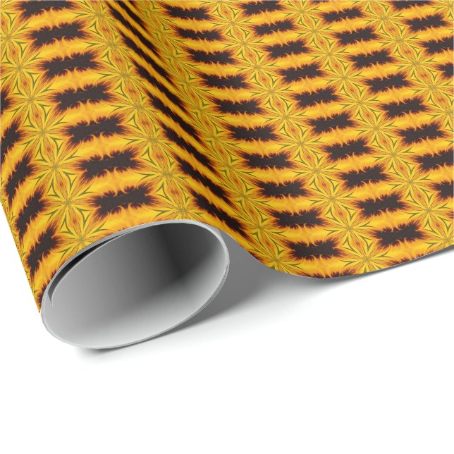 Papier Cadeau Formes Abstraites Jaunes Et Brown (Coin rond)