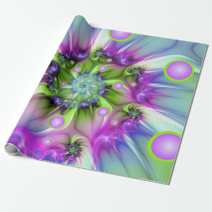 Papier Cadeau Formes arrondies de spirale colorées Art fractal A
