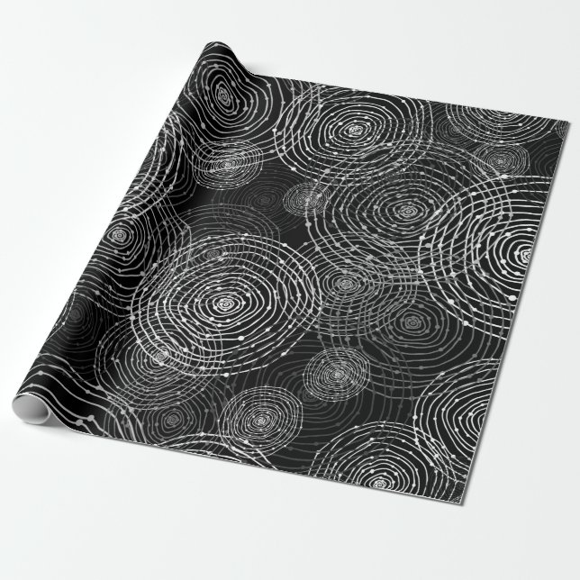 Papier Cadeau formes arrondies en noir et blanc (Déroulé)