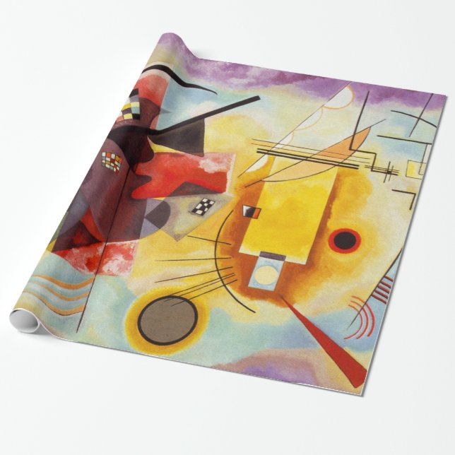 Papier Cadeau Formes d'art Abstrait Kandinsky Bleu Rouge Jaune (Déroulé)