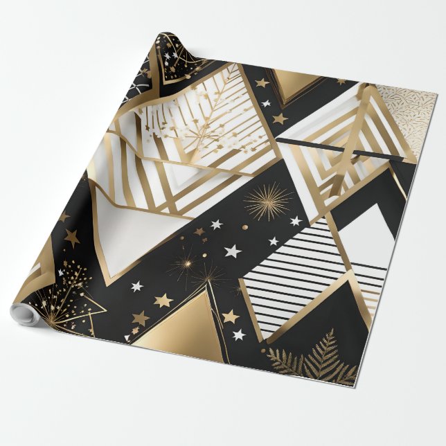 Papier Cadeau formes géométriques de noël enveloppant papier (Déroulé)