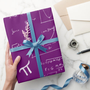 Papier Cadeau Formules Équations Mathématiques Violettes pour la