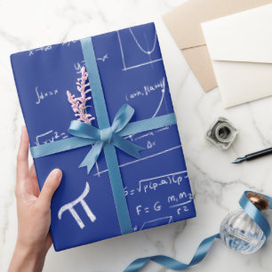 Papier Cadeau Formules et équations de mathématiques bleu royal 