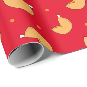 Papier Cadeau Fortune Cookie Chinois Bonne Chance Motif