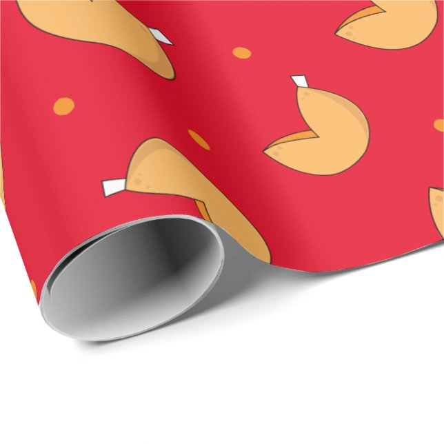 Papier Cadeau Fortune Cookie Chinois Bonne Chance Motif (Coin rond)