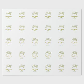 Papier Cadeau forty birthday name date blue green pastel trendy