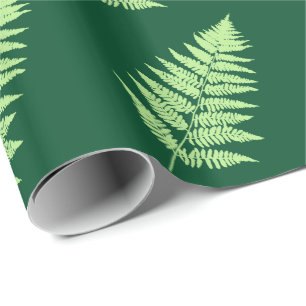 Papier Cadeau Fougère 1 de région boisée, vert et vert clair