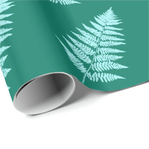 Papier Cadeau Fougère de bois 1, Turquoise et Aqua