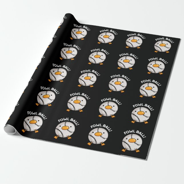 Papier Cadeau Fowl Ball Funny Sport Pun Dark BG (Déroulé)