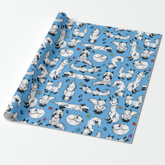 Papier Cadeau Fox arctique sur le papier d'emballage bleu
