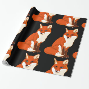 Papier Cadeau Fox mignon reposant le papier d'emballage brillant