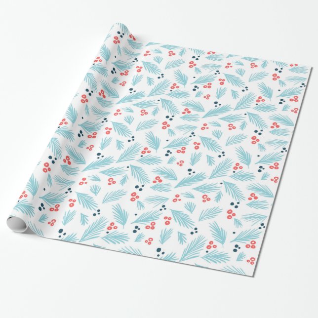 Papier Cadeau Foyer de vacances et motif de baies (Déroulé)