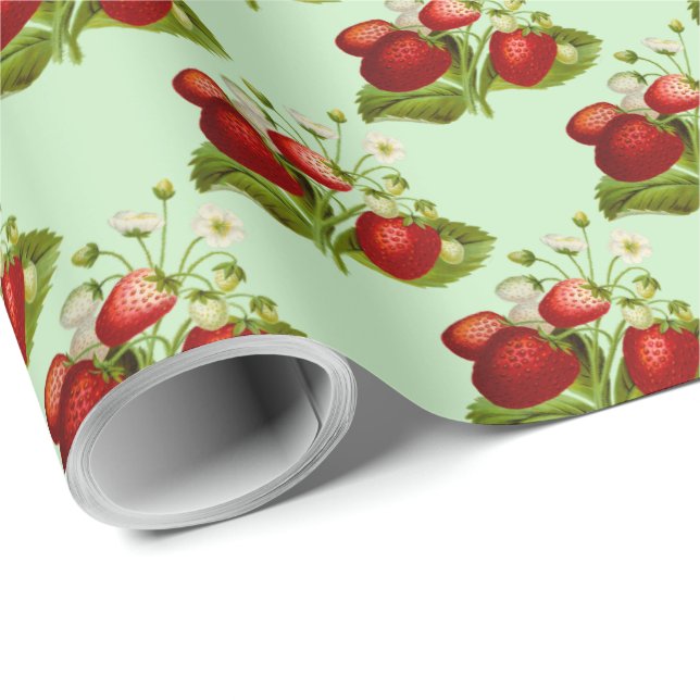 Papier Cadeau Fraise  (Coin rond)