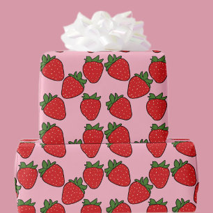 Papier Cadeau Fraise Fête Anniversaire Thème Papier d'enveloppem