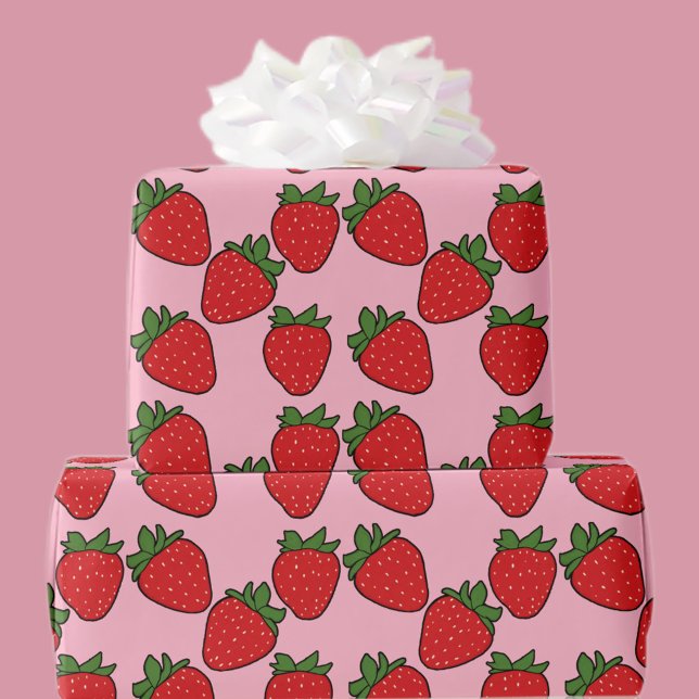 Papier Cadeau Fraise Fête Anniversaire Thème Papier d'enveloppem (Créateur téléchargé)