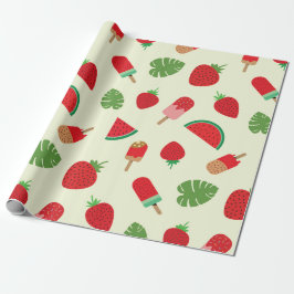 Papier Cadeau Fraise, pastèque et sicles rouges