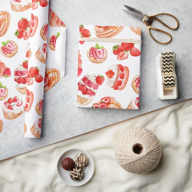 Papier Cadeau Fraises et desserts de fruits sucrés aux fraises (Artisanat)