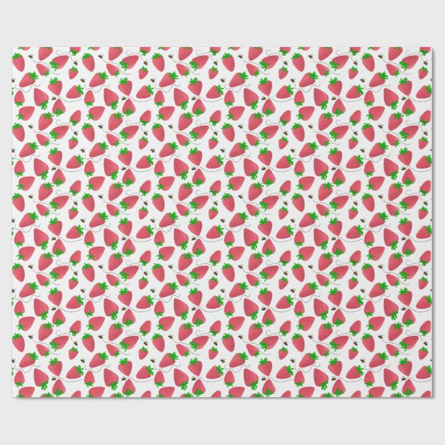 Papier Cadeau Fraises hachées vertes Whimsical (Plat)