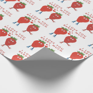 Papier Cadeau Fraises Mignonnes En Amour