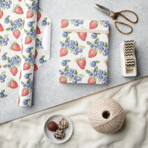 Papier Cadeau Fraises Myrtilles Fruit