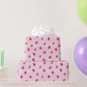 Papier Cadeau Fraises sur papier d'enveloppement d'aquarelle ros