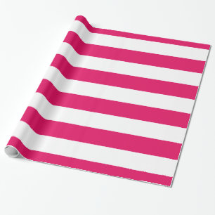 Papier Cadeau Framboise, blanc Motif de rayures XL