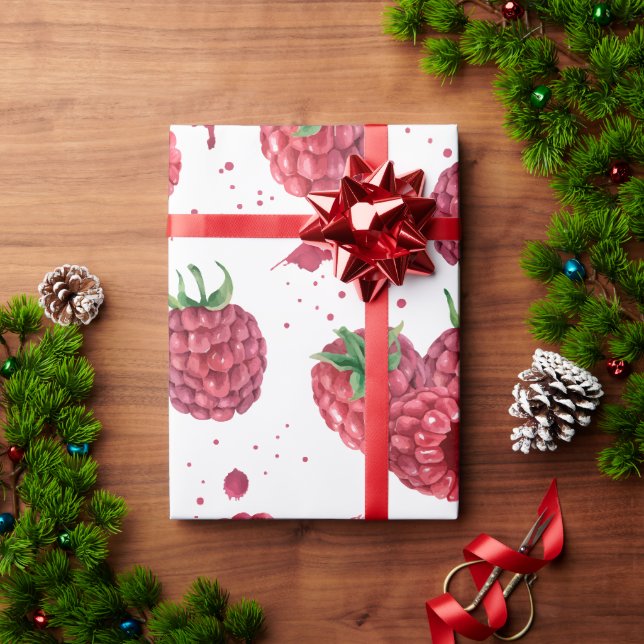Papier Cadeau framboises fraîches et juteuses (Cadeau de vacances)