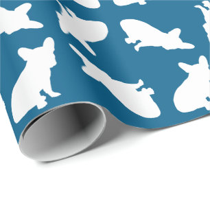 Papier Cadeau Français Baby shower Bulldog Français Frenchie Blu