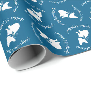 Papier Cadeau Français Baby shower Bulldog Français Frenchie Blu