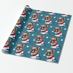 Papier Cadeau Français Bulldog Vacances Papier d'enveloppement d