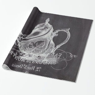 Papier Cadeau français pays paris thé fête chalkboard teapot