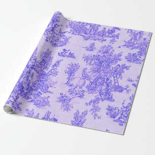 Papier Cadeau Française toile de jouy Découpage bleu et blanc