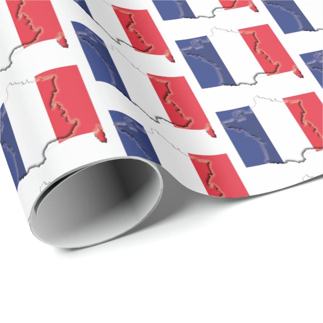 Papier Cadeau FRANCE | English | Papier d'enrobage du drapeau fr (Coin rond)